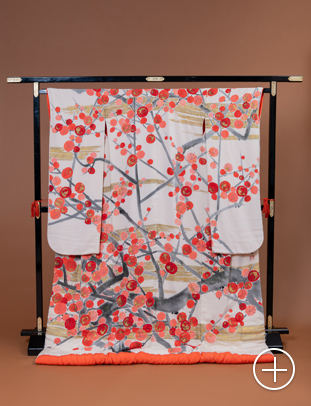C-01 色打掛 加賀友禅ベージュ×オレンジ 梅花の寿ぎ