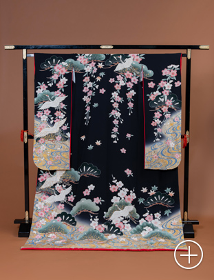 F-11 引き振袖 黒 祝桜舞