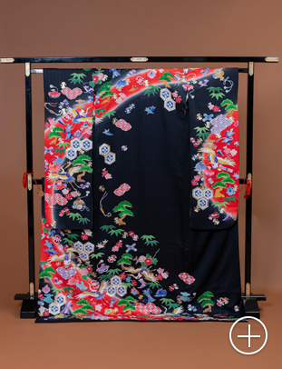F-09 引き振袖 黒 祝宝づくし